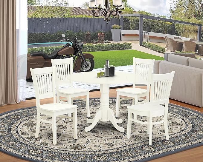 East West Furniture DLVA5-LWH-W 5 Piece Kitchen Table & Chairs Set Includes a - Image 2