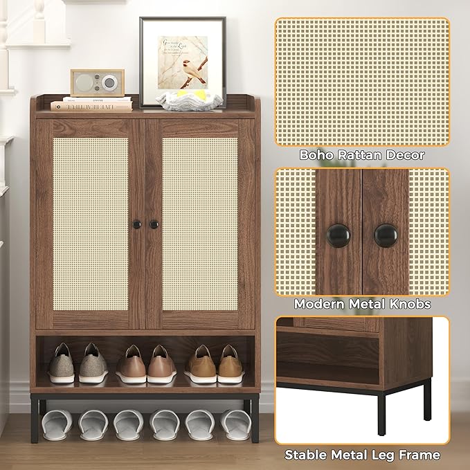 Rattan Shoe Cabinet Storage for Entryway, Shoe Cabinet - Image 7