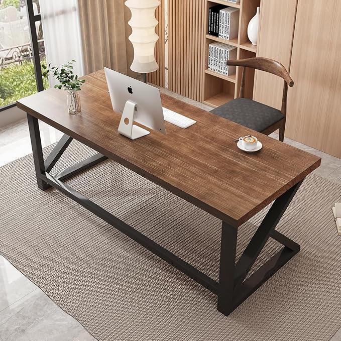 Solid Wood Computer Desk 55-inch Large Office Desk Home Simple Modern Long Desk - Image 4