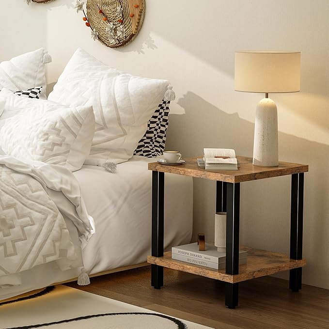 Large End Table Square Side Table Modern Sofa Table 20 Inch Industrial Coffee - Image 5