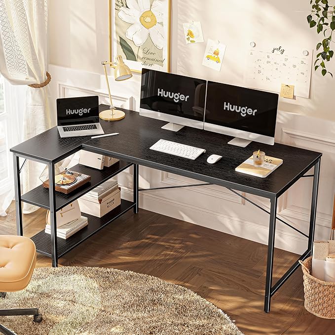 Huuger L Shaped Desk, 55 Inches Computer Desk - Image 2