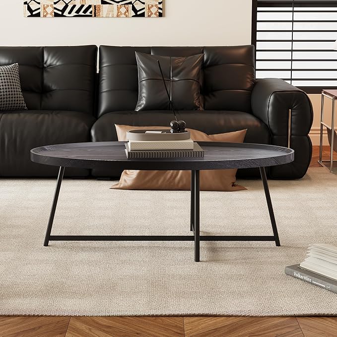 Modern Coffee Table, Oval Wood Coffee Tables Center Table - Image 4