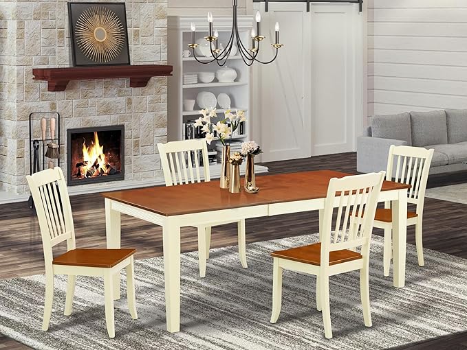 East West Furniture QUDA5-BMK-W 5 Piece Kitchen Table Set - Image 2
