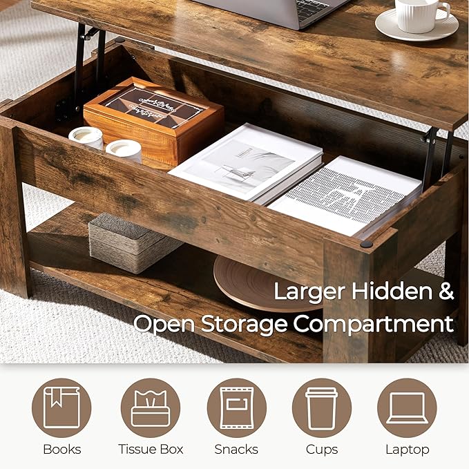 Yaheetech Vintage Coffee Table, Lift Top Coffee Table - Image 6