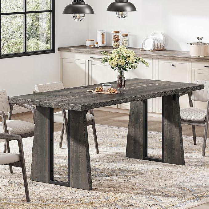 DWVO Rectangle Dining Table for 6-8 People 70.86 Inch Large Dining Room Table by DWVO