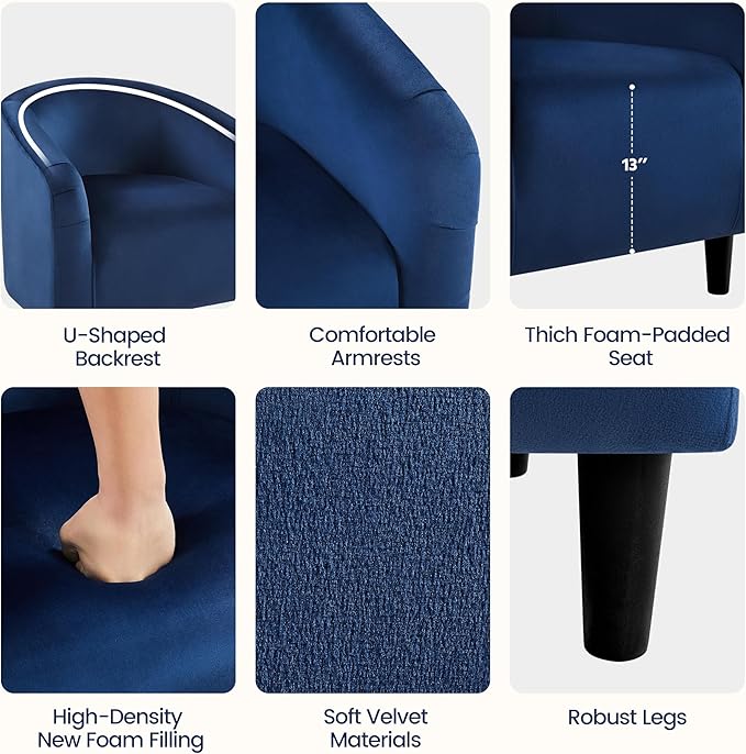 Yaheetech Velvet Club Chair, Modern Tufted Accent Chair - Image 5