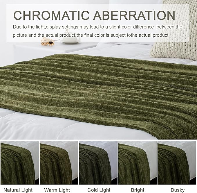 Chenille Throw Blanket for Couch 60"X 80" Twin, Soft Cozy Throws - Image 2