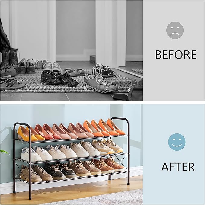 Hoctieon 3 Tier Mesh Style Shoe Rack, Entryway Shoe Shelf, Shoe Storage - Image 6