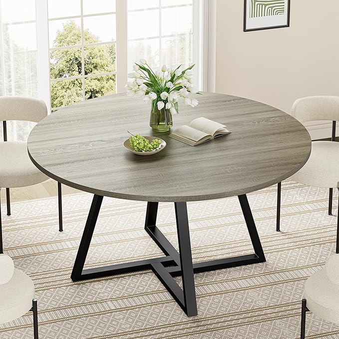 IRONCK 51" Round Dining Table for 6, Wood Kitchen Table - Image 3