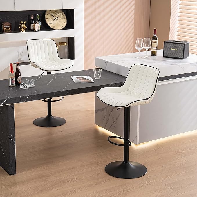 YOUNUOKE Bar Stools Set of 2, Adjustable Swivel Counter Height Chairs - Image 9