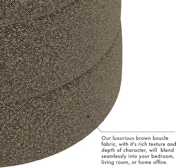 HomePop Upholstered Round Ottoman Home Décor | Round Pouf Foot Rest – Dark - Image 4