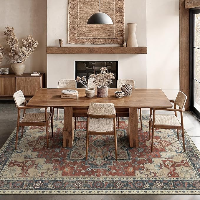 GENIMO 10x12 Area Rugs for Living Room, Machine Washable Non Slip Vintage Rugs - Image 2