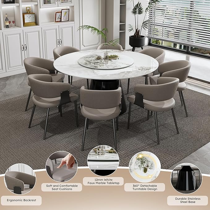 Ball & Cast 9-Piece Dining Set, Faux Marble Table - Image 4
