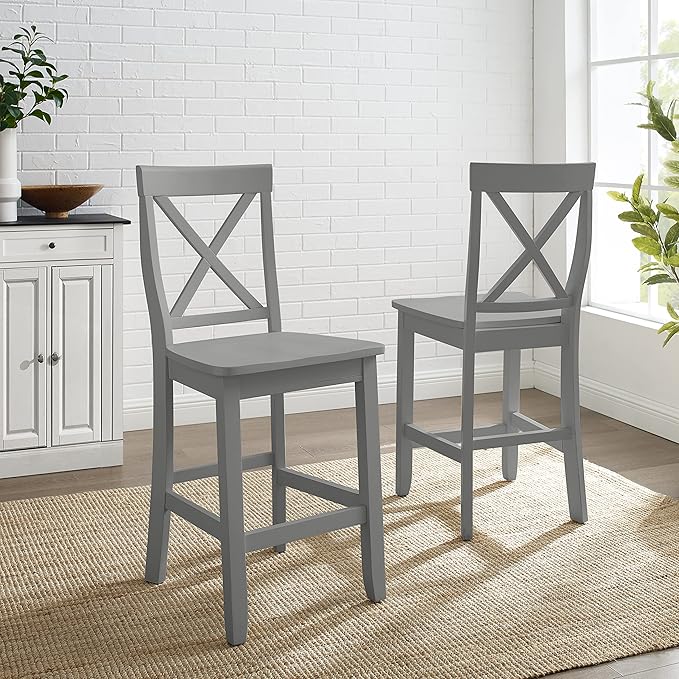 Crosley Furniture X-Back Wood Counter Height Bar Stools Set of 2 - Image 6