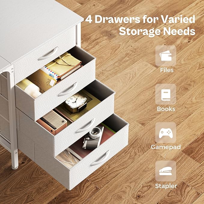 Huuger 63 Inch White Desk with 4 Drawers, Vanity Desk with Mesh Shelf, Large - Image 6