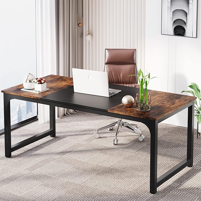 LITTLE TREE 70.8 Inch X-Large Executive Computer Office Desk - Image 2