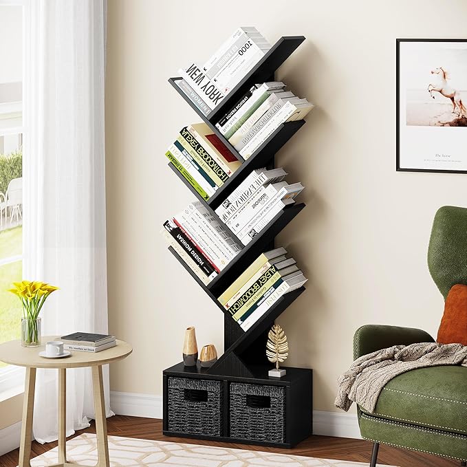 Vagusicc Tree Bookshelf, 6 Tier Bookshelf - Image 4