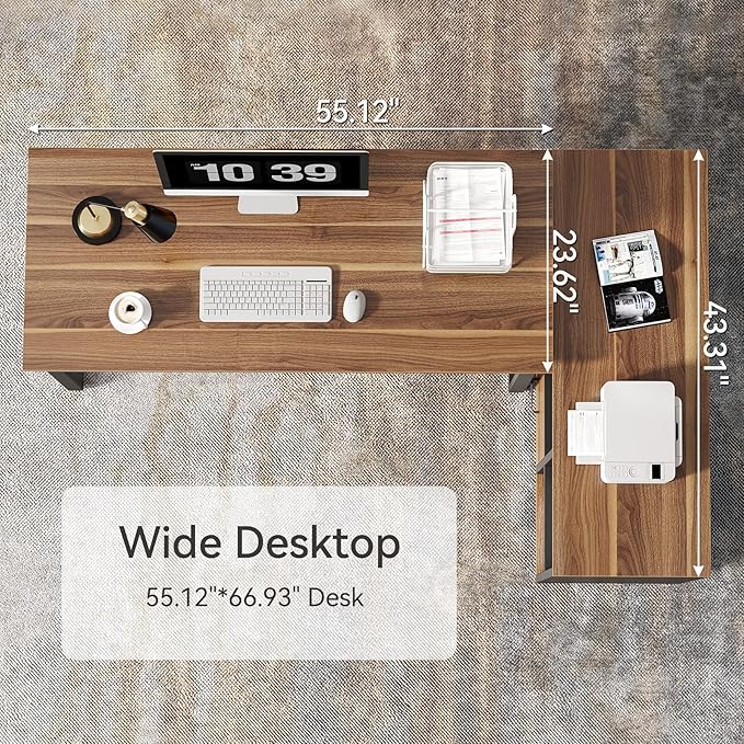 LITTLE TREE 55-Inch L-Shaped Computer Desk, Large Corner Desk - Image 8