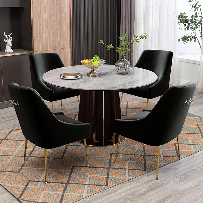 Modern Velvet Dining Chairs Set of 4, Contemporary Upholstered Furniture - Image 4