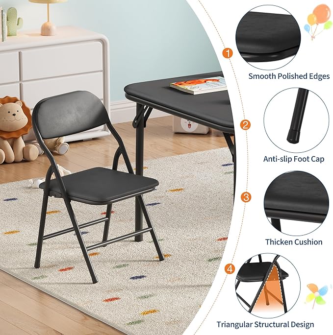 GarveeHome 3-Piece Kids Folding Table and Chairs Set, Toddlers Children's - Image 4