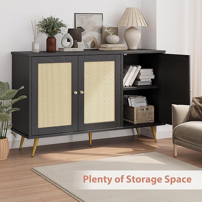 Shintenchi Large Rattan Storage Cabinet, Modern Sideboard Cabinet, Accent Large - Image 5