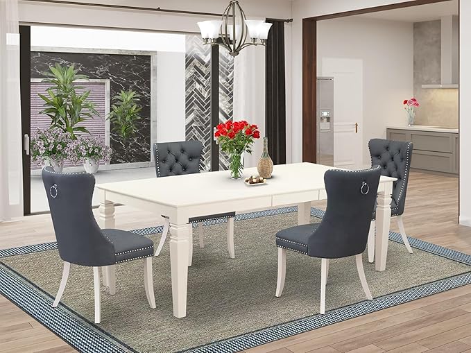 East West Furniture LGDA5-LWH-13 5 Piece Kitchen Set Includes a Rectangle - Image 2