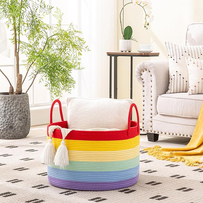 KAKAMAY Large Blanket Basket, Woven Baskets - Image 2
