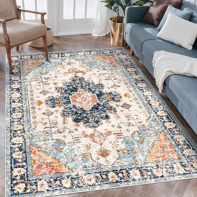 Tangsoo 3x5 Rug for Bedroom, Washable Vintage Rugs Indoor, Non Slip Accent Rug - Image 8