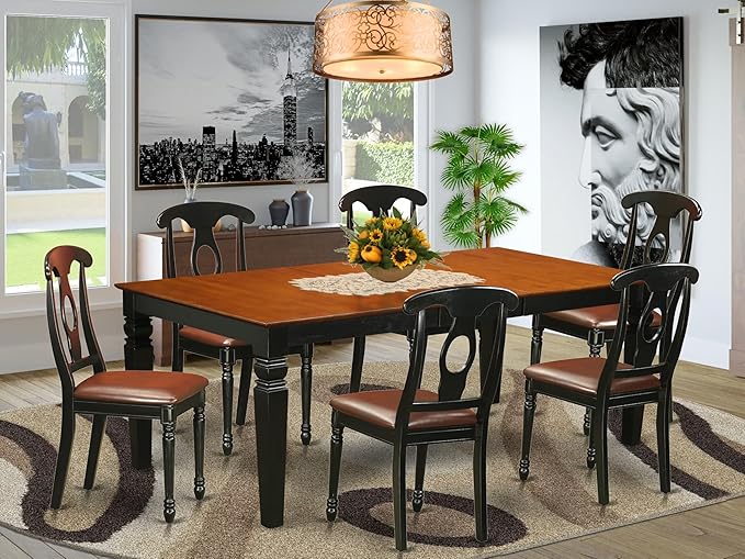 East West Furniture LGKE7-BCH-LC 7 Piece Dining Room Table Set Consist of a - Image 2