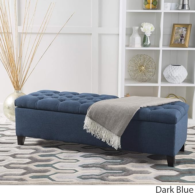 Christopher Knight Home Ottilie Fabric Storage Ottoman, Dark Blue, 17.75"D x - Image 5