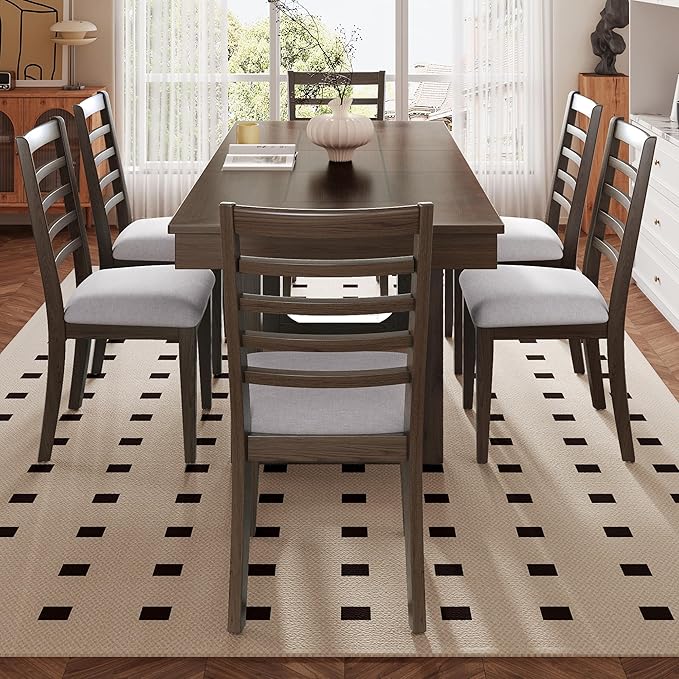Merax 7 Piece Extendable Wooden Dining Table Set, Farmhouse Extendable - Image 6