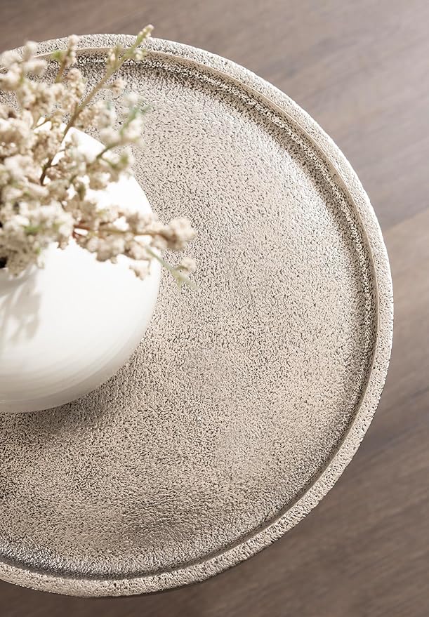 Kate and Laurel Rava Modern Metal Round Drink Table, Antique Nickel, Cast - Image 6
