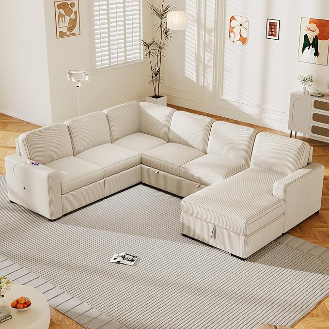 115.6 Inch U-Shaped Modular Sectional Sofa - Image 4