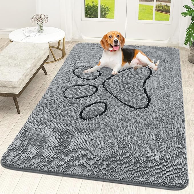 OLANLY Door Mat for Muddy Dog Paws 70x46, Ultra Absorbent Chenille Mud Doormat by OLANLY