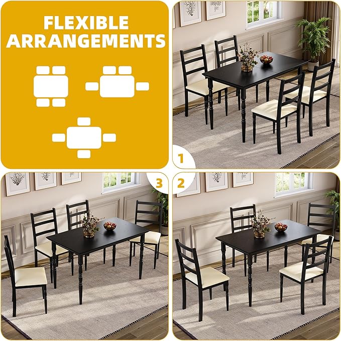 DWVO 5-Piece Dining Table Set for 4, Kitchen Dining Room Table - Image 5