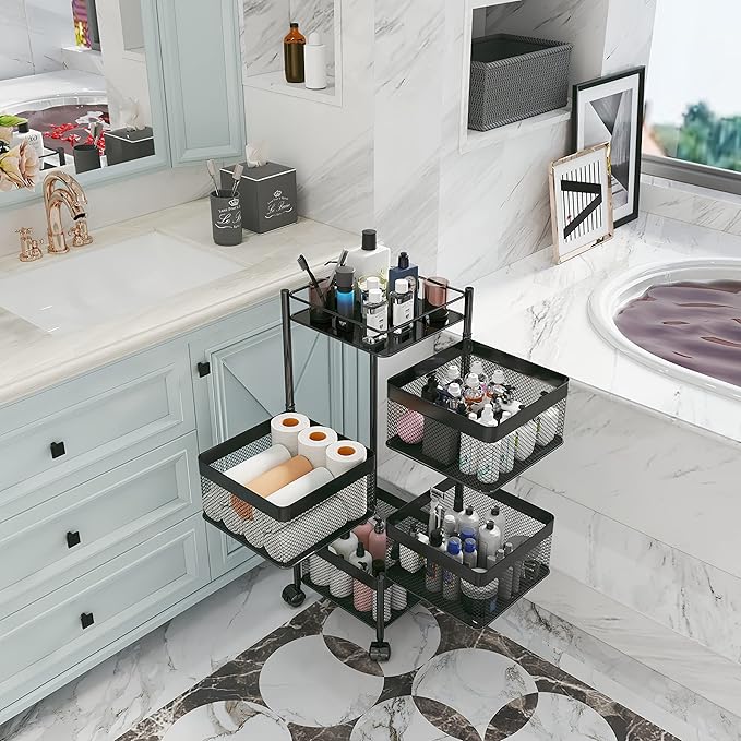 Rotating Kitchen Storage Rack，Bathroom Shelf，Kitchen Organization and - Image 6