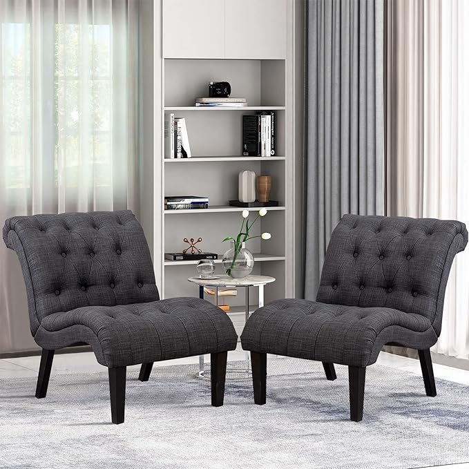 Yongqiang Accent Chairs Set of 2 Upholstered Living Room Bedroom Side Chairs by lightupyourlife