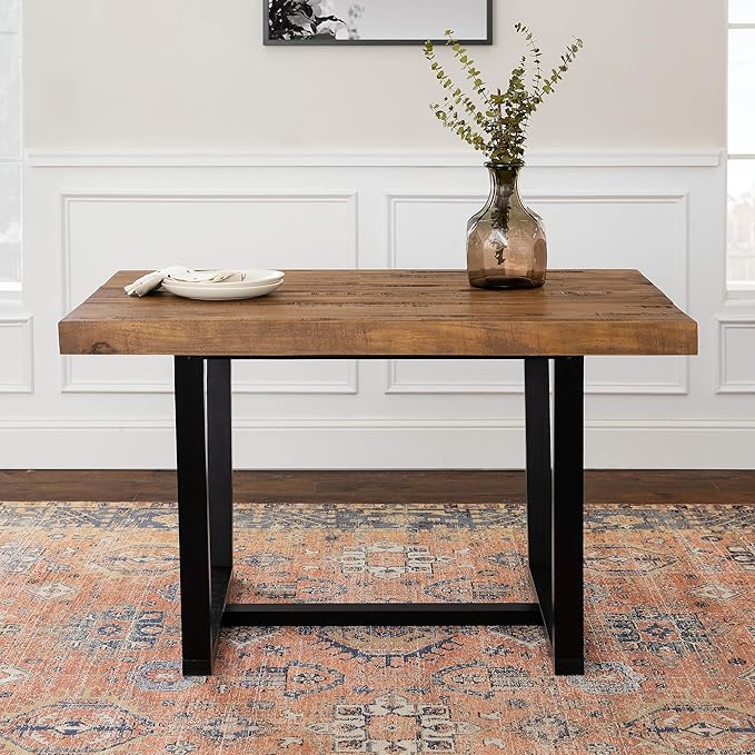 Walker Edison Durango Distressed Solid Wood Dining Table, 52 Inch, Rustic Oak - Image 9