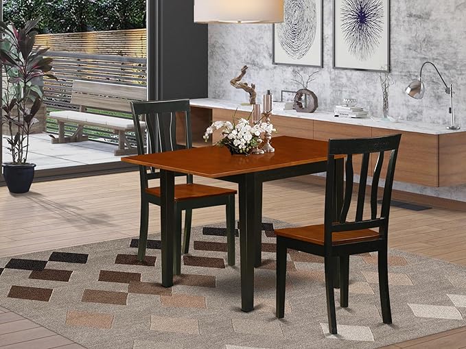 East West Furniture NDAN3-BCH-W 3 Piece Modern Dining Table Set Contains a - Image 2