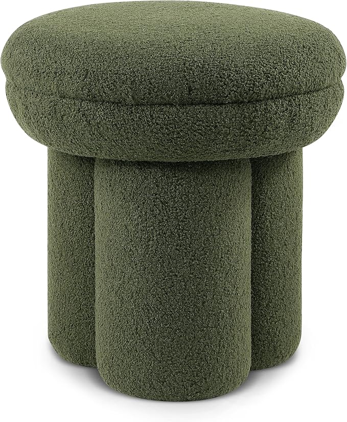 Furniture of America Rami Modern 18-inch Mushroom-Shape Upholstered Ottoman - Image 3
