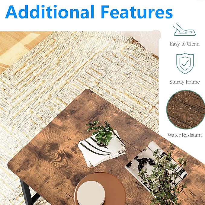 Coffee Table Living Room, Modern Center Table Rectangular, Industrial Furniture - Image 3