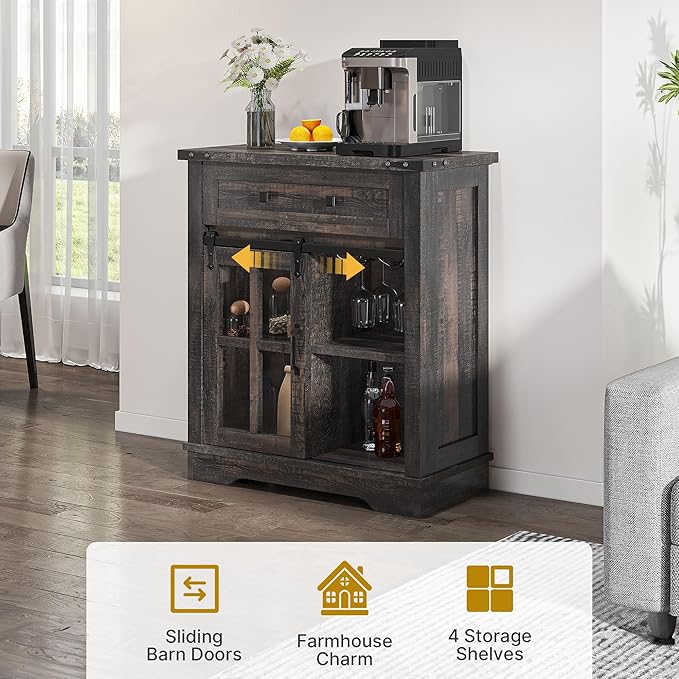 DWVO Farmhouse Coffee Bar Cabinet, Sideboard Buffet Cabinet - Image 3