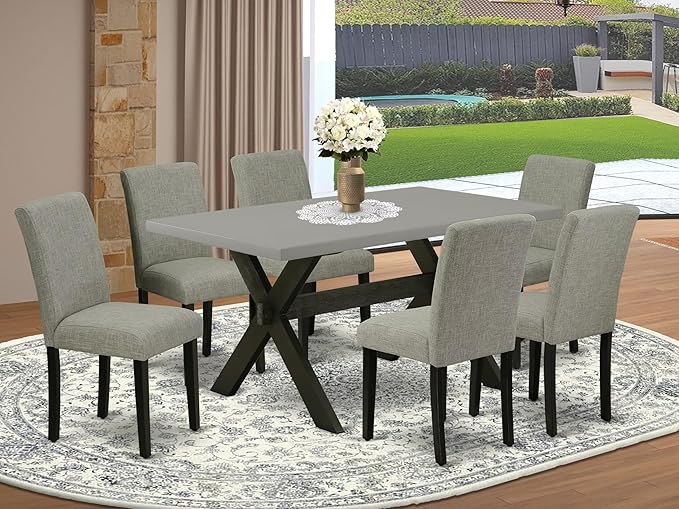 East West Furniture X696AB106-7 7 Piece Modern Dining Table Set Consist of a - Image 2