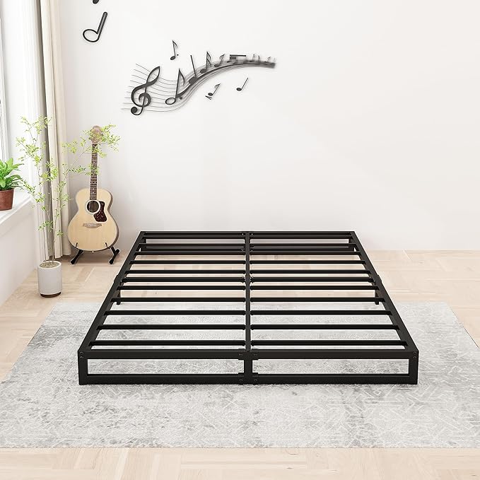 6 Inch King Size Bed Frame Sturdy Mattress Foundation, Heavy Duty Metal Platform by Lutown-TeenHome