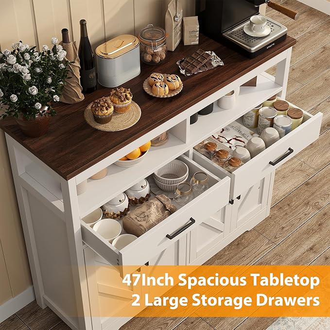 Buffet Sideboard with Storage Farmhouse with 4 Doors, Dining Room - Image 4