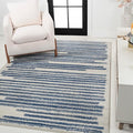 JONATHAN Y Khalil Modern Berber Stripe Cream/Navy Indoor Area Rug, Contemporary by JONATHANY