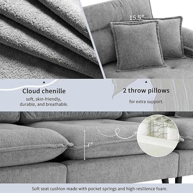 106" L Shaped Convertible Sectional Sofa, 4 Seat Tufted Cloud Couch Set - Image 9