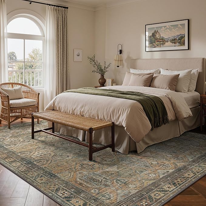 GENIMO 9x12 Area Rugs for Living Room, Machine Washable Non Slip Vintage Rugs - Image 4