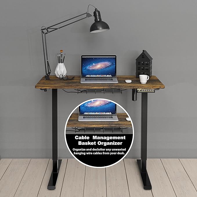 SHW 40 x 22 Inches Electric Height Adjustable Sit to Stand Desk - Image 2