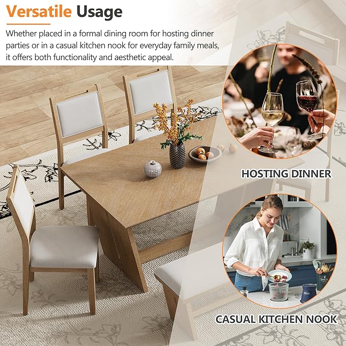 Merax 6-Piece Retro Dining Set, 1 Rectangular Table - Image 6